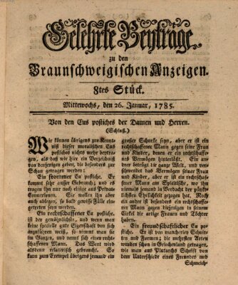 Braunschweigische Anzeigen. Gelehrte Beyträge zu den Braunschweigischen Anzeigen (Braunschweigische Anzeigen) Mittwoch 26. Januar 1785