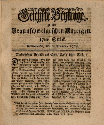 Braunschweigische Anzeigen. Gelehrte Beyträge zu den Braunschweigischen Anzeigen (Braunschweigische Anzeigen) Samstag 26. Februar 1785