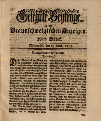 Braunschweigische Anzeigen. Gelehrte Beyträge zu den Braunschweigischen Anzeigen (Braunschweigische Anzeigen) Mittwoch 13. April 1785