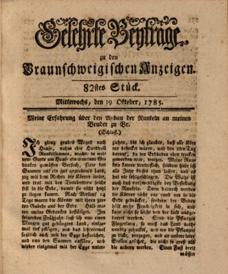 Braunschweigische Anzeigen. Gelehrte Beyträge zu den Braunschweigischen Anzeigen (Braunschweigische Anzeigen) Mittwoch 19. Oktober 1785