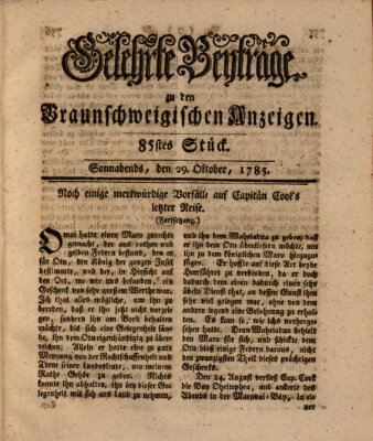 Braunschweigische Anzeigen. Gelehrte Beyträge zu den Braunschweigischen Anzeigen (Braunschweigische Anzeigen) Samstag 29. Oktober 1785