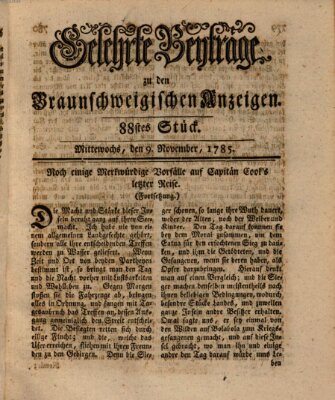 Braunschweigische Anzeigen. Gelehrte Beyträge zu den Braunschweigischen Anzeigen (Braunschweigische Anzeigen) Mittwoch 9. November 1785