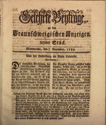 Braunschweigische Anzeigen. Gelehrte Beyträge zu den Braunschweigischen Anzeigen (Braunschweigische Anzeigen) Mittwoch 7. Dezember 1785