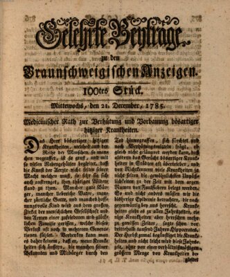 Braunschweigische Anzeigen. Gelehrte Beyträge zu den Braunschweigischen Anzeigen (Braunschweigische Anzeigen) Mittwoch 21. Dezember 1785