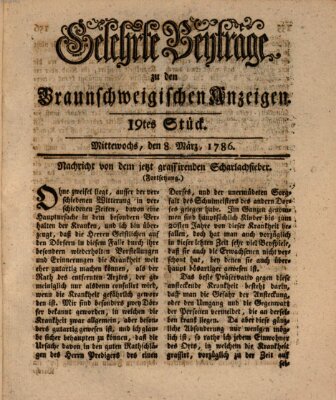 Braunschweigische Anzeigen. Gelehrte Beyträge zu den Braunschweigischen Anzeigen (Braunschweigische Anzeigen) Mittwoch 8. März 1786