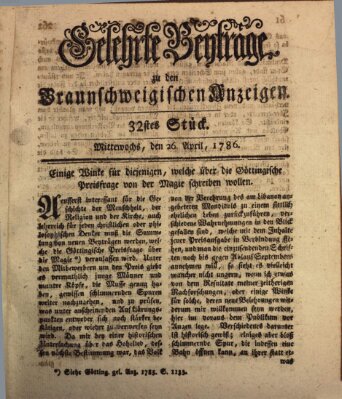 Braunschweigische Anzeigen. Gelehrte Beyträge zu den Braunschweigischen Anzeigen (Braunschweigische Anzeigen) Mittwoch 26. April 1786