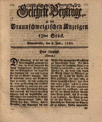 Braunschweigische Anzeigen. Gelehrte Beyträge zu den Braunschweigischen Anzeigen (Braunschweigische Anzeigen) Samstag 8. Juli 1786