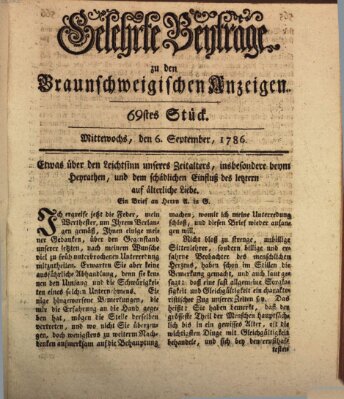 Braunschweigische Anzeigen. Gelehrte Beyträge zu den Braunschweigischen Anzeigen (Braunschweigische Anzeigen) Mittwoch 6. September 1786