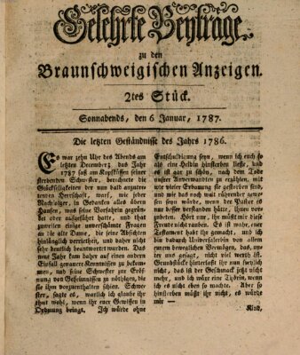 Braunschweigische Anzeigen. Gelehrte Beyträge zu den Braunschweigischen Anzeigen (Braunschweigische Anzeigen) Samstag 6. Januar 1787