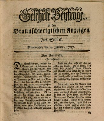 Braunschweigische Anzeigen. Gelehrte Beyträge zu den Braunschweigischen Anzeigen (Braunschweigische Anzeigen) Mittwoch 24. Januar 1787