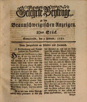 Braunschweigische Anzeigen. Gelehrte Beyträge zu den Braunschweigischen Anzeigen (Braunschweigische Anzeigen) Samstag 3. Februar 1787