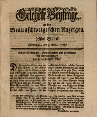 Braunschweigische Anzeigen. Gelehrte Beyträge zu den Braunschweigischen Anzeigen (Braunschweigische Anzeigen) Mittwoch 9. Mai 1787