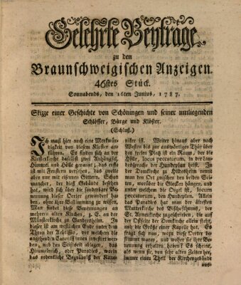 Braunschweigische Anzeigen. Gelehrte Beyträge zu den Braunschweigischen Anzeigen (Braunschweigische Anzeigen) Samstag 16. Juni 1787