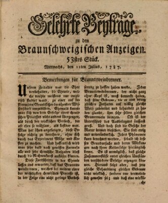 Braunschweigische Anzeigen. Gelehrte Beyträge zu den Braunschweigischen Anzeigen (Braunschweigische Anzeigen) Mittwoch 11. Juli 1787