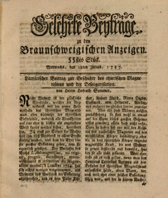 Braunschweigische Anzeigen. Gelehrte Beyträge zu den Braunschweigischen Anzeigen (Braunschweigische Anzeigen) Mittwoch 18. Juli 1787