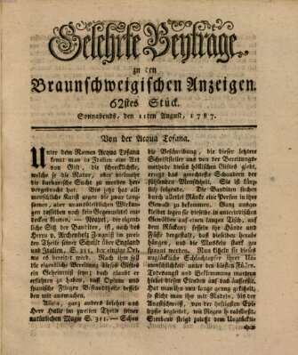 Braunschweigische Anzeigen. Gelehrte Beyträge zu den Braunschweigischen Anzeigen (Braunschweigische Anzeigen) Samstag 11. August 1787