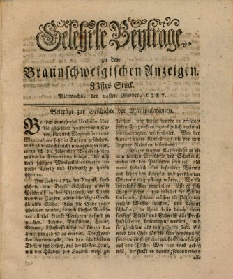 Braunschweigische Anzeigen. Gelehrte Beyträge zu den Braunschweigischen Anzeigen (Braunschweigische Anzeigen) Mittwoch 24. Oktober 1787