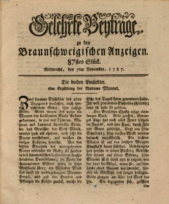 Braunschweigische Anzeigen. Gelehrte Beyträge zu den Braunschweigischen Anzeigen (Braunschweigische Anzeigen) Mittwoch 7. November 1787