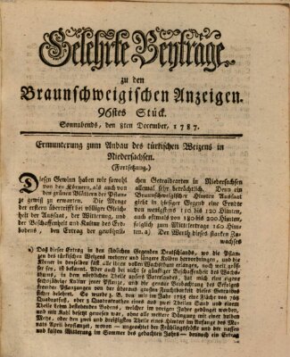 Braunschweigische Anzeigen. Gelehrte Beyträge zu den Braunschweigischen Anzeigen (Braunschweigische Anzeigen) Samstag 8. Dezember 1787