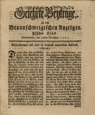 Braunschweigische Anzeigen. Gelehrte Beyträge zu den Braunschweigischen Anzeigen (Braunschweigische Anzeigen) Samstag 29. Dezember 1787