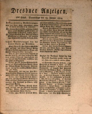 Dresdner Anzeigen Donnerstag 19. Januar 1804