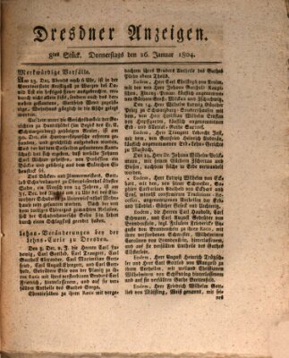 Dresdner Anzeigen Donnerstag 26. Januar 1804