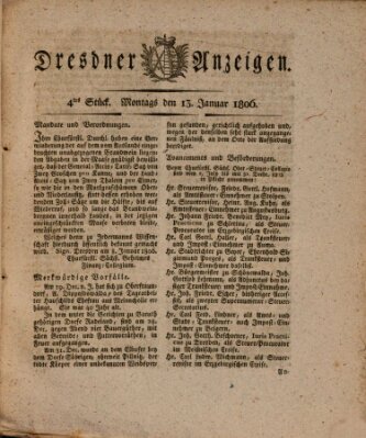 Dresdner Anzeigen Montag 13. Januar 1806