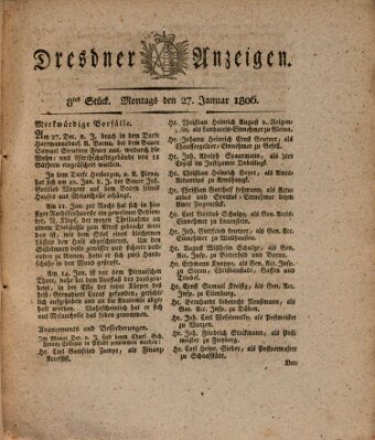 Dresdner Anzeigen Montag 27. Januar 1806