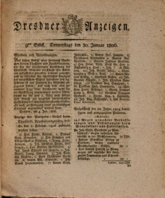 Dresdner Anzeigen Donnerstag 30. Januar 1806