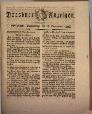 Dresdner Anzeigen Donnerstag 18. September 1806