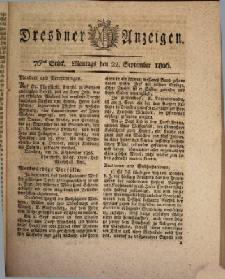 Dresdner Anzeigen Montag 22. September 1806