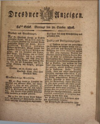 Dresdner Anzeigen Montag 20. Oktober 1806