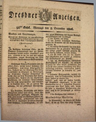 Dresdner Anzeigen Montag 8. Dezember 1806