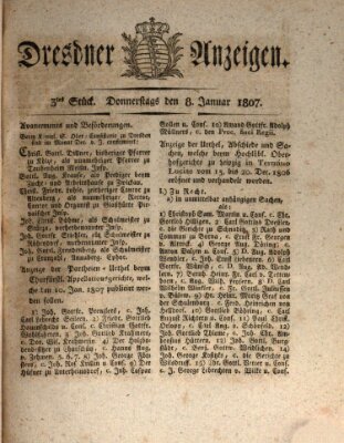 Dresdner Anzeigen Donnerstag 8. Januar 1807