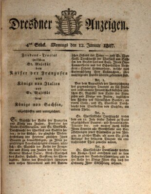 Dresdner Anzeigen Montag 12. Januar 1807