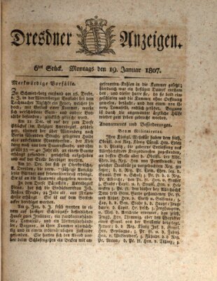 Dresdner Anzeigen Montag 19. Januar 1807