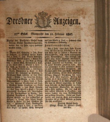 Dresdner Anzeigen Mittwoch 11. Februar 1807