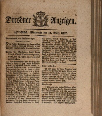 Dresdner Anzeigen Mittwoch 11. März 1807