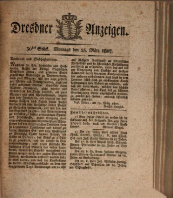 Dresdner Anzeigen Montag 23. März 1807