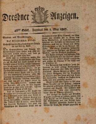 Dresdner Anzeigen Freitag 1. Mai 1807