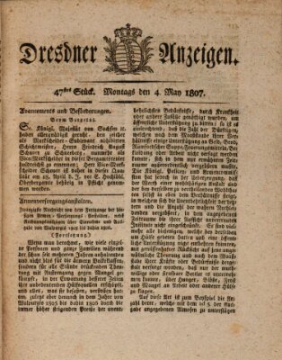 Dresdner Anzeigen Montag 4. Mai 1807