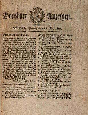 Dresdner Anzeigen Freitag 15. Mai 1807