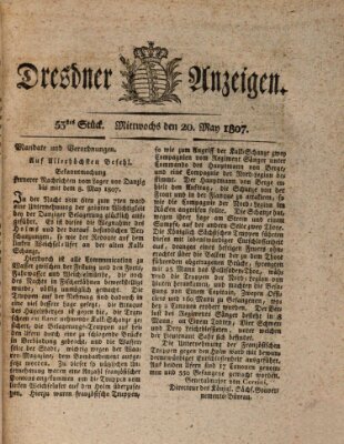 Dresdner Anzeigen Mittwoch 20. Mai 1807