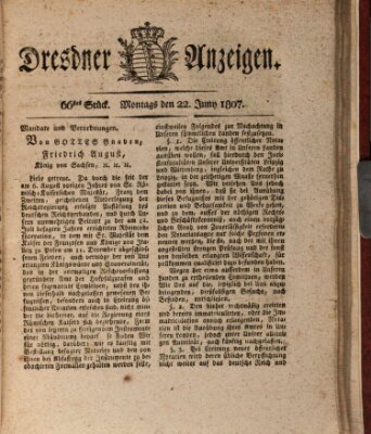 Dresdner Anzeigen Montag 22. Juni 1807