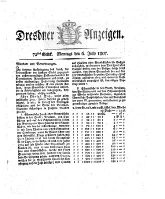 Dresdner Anzeigen Montag 6. Juli 1807