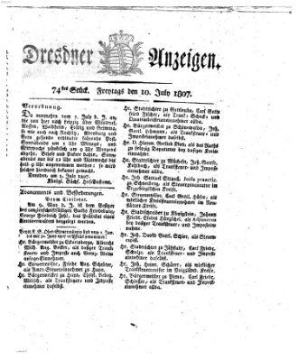 Dresdner Anzeigen Freitag 10. Juli 1807