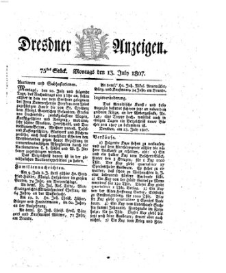 Dresdner Anzeigen Montag 13. Juli 1807