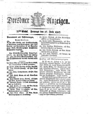 Dresdner Anzeigen Freitag 17. Juli 1807