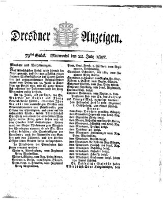 Dresdner Anzeigen Mittwoch 22. Juli 1807