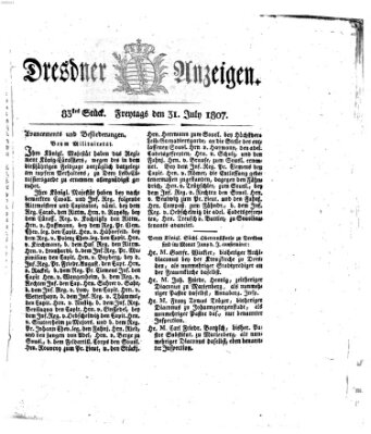 Dresdner Anzeigen Freitag 31. Juli 1807